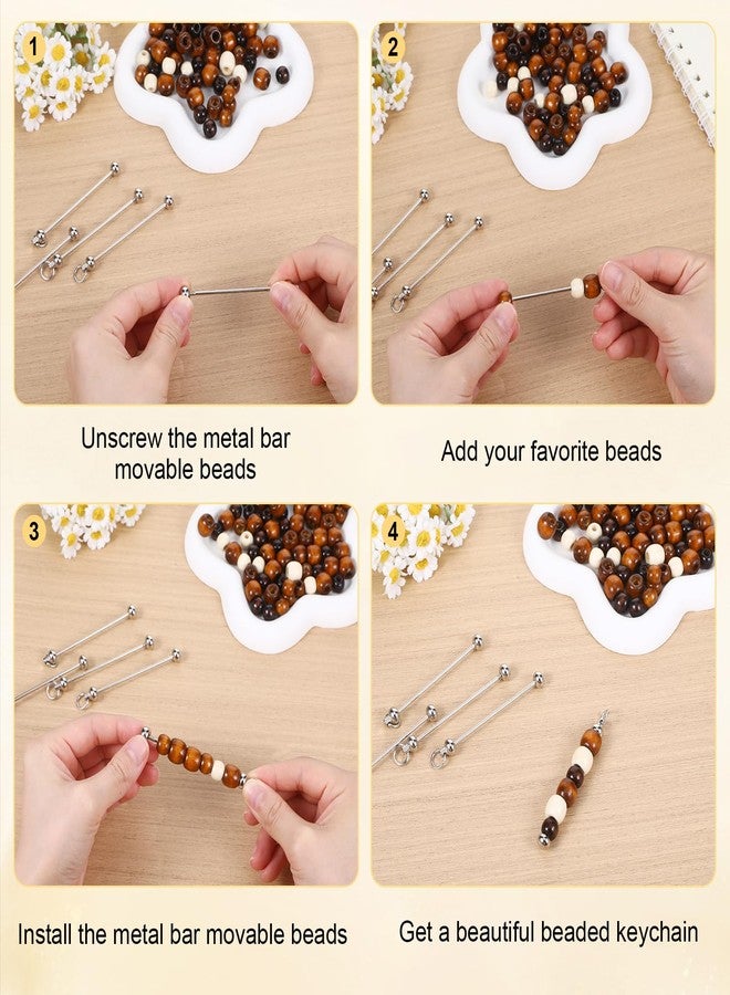 Qiuruoo 50Pcs Beadable Keychain Bar, Blank Beadable Keychain Kit for DIY Delicate Key Chain Charms, School Bag Charms, Handbag Decorations(Silver) - Image 3